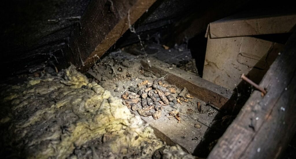 Odchody kuny na strychu